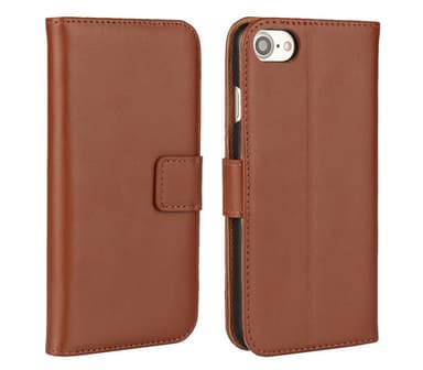 SKALO iPhone 7/8 Flip Cover m. Pung i Ægte Læder - Sort