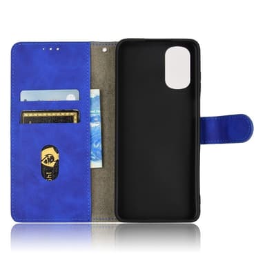 SKALO Motorola Moto E32/E32s Matt PU-læderpungetui - Blå