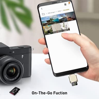NÖRDIC USB-C 3.1 kortlæser med nøglering 5Gbps TF, MicroSD, Micro SDHC, Micro SDXC 2TB UHS-I
