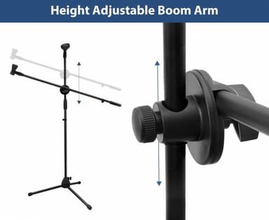 Mikrofonstativet med drejelige boom folde ben justerbar højde 70-145cm