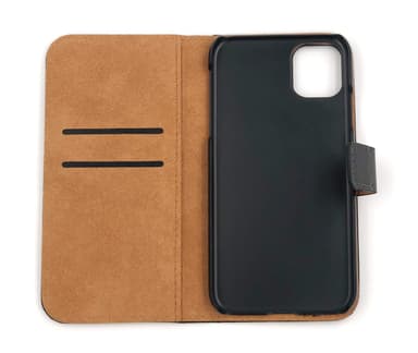 SKALO iPhone 11 Flip Cover m. Pung i Ægte Læder - Brun