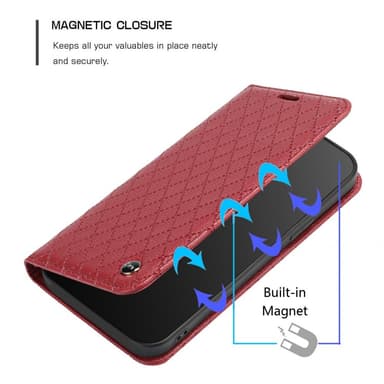 SKALO Xiaomi Redmi 10C Rhombus Litchi Flip Cover - Rød
