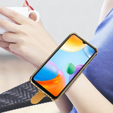 SKALO Xiaomi Redmi 10C Crocodile Guldkant Cover med håndrem - Grøn