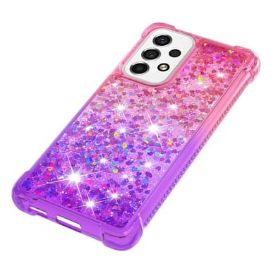 SKALO Samsung A53 5G Kvicksand Glitter Hjerter TPU Cover - Pink-Lilla