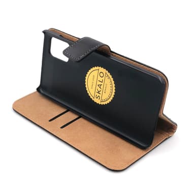 SKALO Samsung A51 Flip Cover m. Pung i Ægte Læder - Hvid