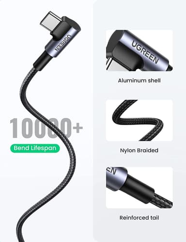Ugreen vinklet USB Cmand til USB A mand hurtig opladning 3A 480 Mbps 50cm