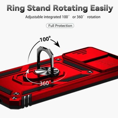 SKALO Motorola Moto G22 Armor Hybrid Metal Ring Camera Slider - Rød