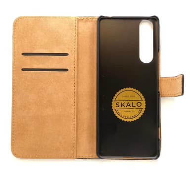 SKALO Sony Xperia 1 II Flip Cover m. Pung i Ægte Læder - Hvid