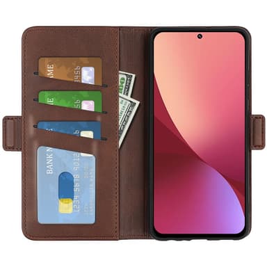 SKALO Xiaomi 12 Premium Wallet Flip Cover - Brun