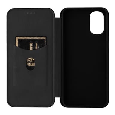SKALO Motorola Moto G22 Carbon Fiber Pungetui - Sort