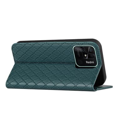SKALO Xiaomi Redmi 10C Rhombus Litchi Flip Cover - Grøn