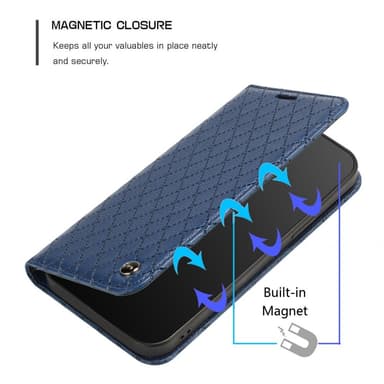 SKALO Xiaomi Redmi 10C Rhombus Litchi Flip Cover - Blå
