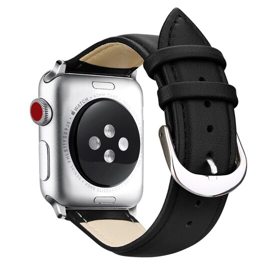 SKALO Læderrem Apple Watch 42/44/45/49mm - Sort