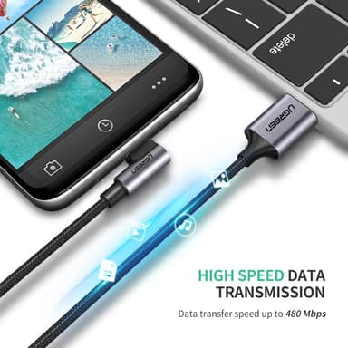 Ugreen vinklet USB Cmand til USB A mand hurtig opladning 3A 480 Mbps 50cm
