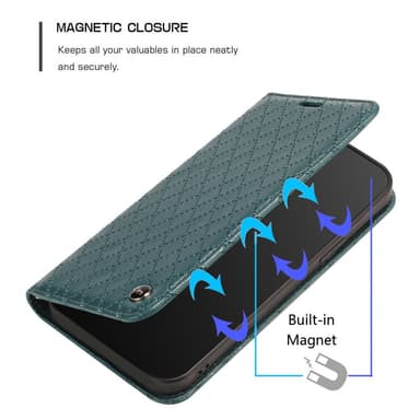 SKALO Xiaomi Redmi 10C Rhombus Litchi Flip Cover - Grøn