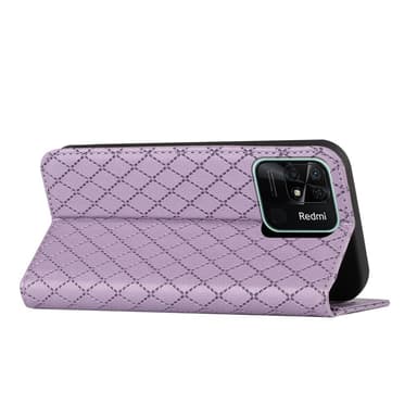 SKALO Xiaomi Redmi 10C Rhombus Litchi Flip Cover - Lilla