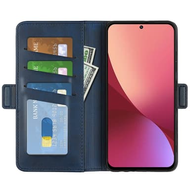 SKALO Xiaomi 12 Pro Premium Wallet Flip Cover - Blå