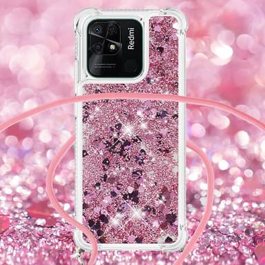 SKALO Xiaomi Redmi 10C Kvicksand Glitter Mobile Collar - Rosa guld