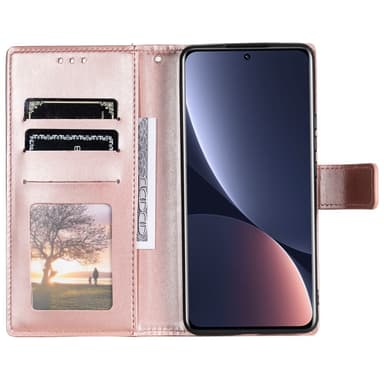 SKALO Xiaomi 12 Pro Mandala Flip Cover - Rosa guld