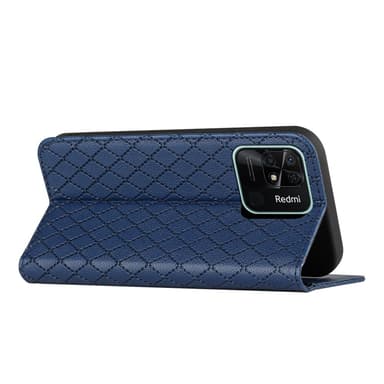 SKALO Xiaomi Redmi 10C Rhombus Litchi Flip Cover - Blå