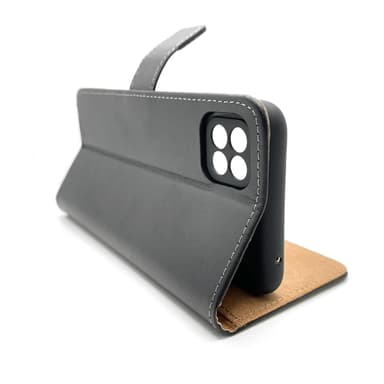 SKALO Samsung A22 5G Flip Cover m. Pung i Ægte Læder - Sort