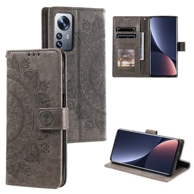 SKALO Xiaomi 12 Mandala Flip Cover - Grå