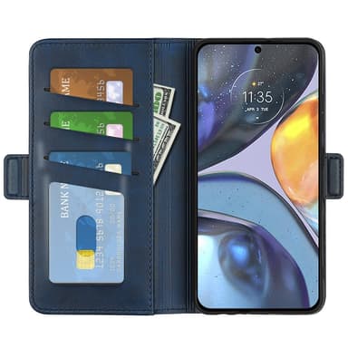SKALO Motorola Moto G22 Premium Wallet Flip Cover - Blå