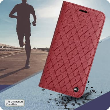 SKALO Xiaomi Redmi 10C Rhombus Litchi Flip Cover - Rød
