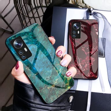 SKALO Xiaomi 12 Marmor hærdet glas TPU Cover - #1