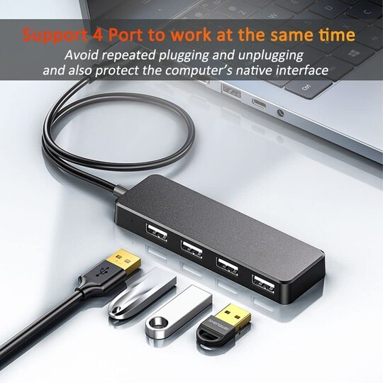 NÖRDIC USB 3.1 Hub 5Gbps 4PORT 35cm kabel sort