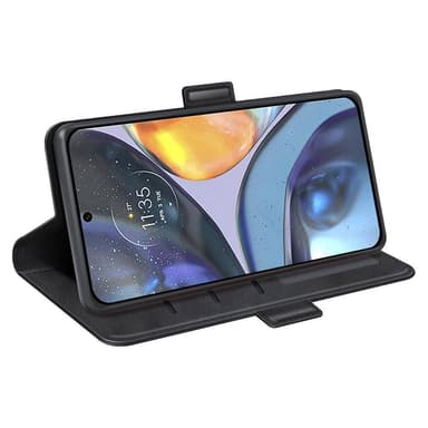 SKALO Motorola Moto G22 Premium Wallet Flip Cover - Sort