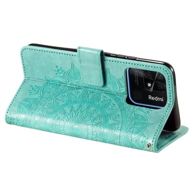 SKALO Xiaomi Redmi 10C Mandala Flip Cover - Turkis