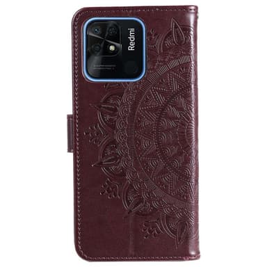 SKALO Xiaomi Redmi 10C Mandala Flip Cover - Mørkebrun