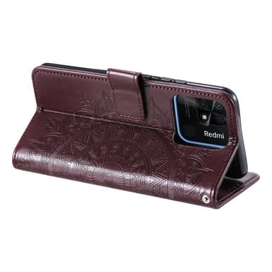 SKALO Xiaomi Redmi 10C Mandala Flip Cover - Mørkebrun