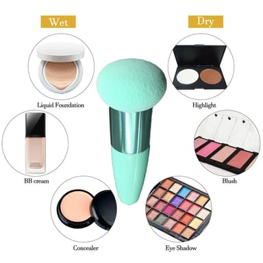 Powder Puff Svampe Makeup Svampblender Puff Med Håndtag 3 Pakke Grøn