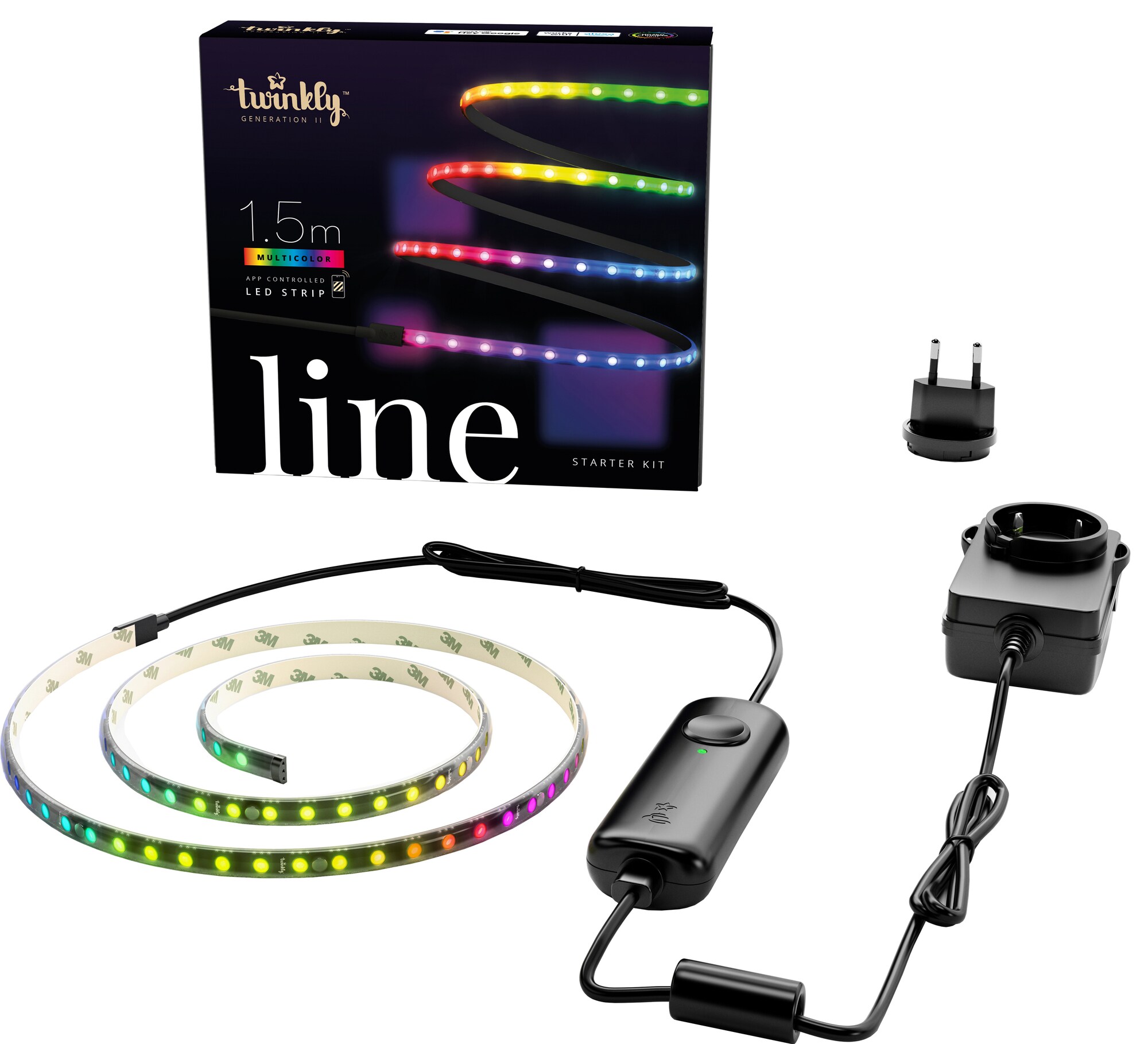 2: Twinkly Line Starter Kit - App-controlled RGB LED light strip. 1.5 Meters. Black Strip. Extendible
