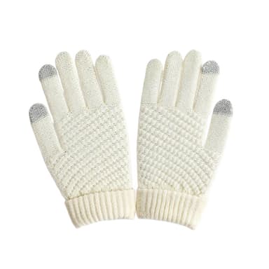 Vinter fleecehandsker med touch screen finger, anti-slip varme Hvid