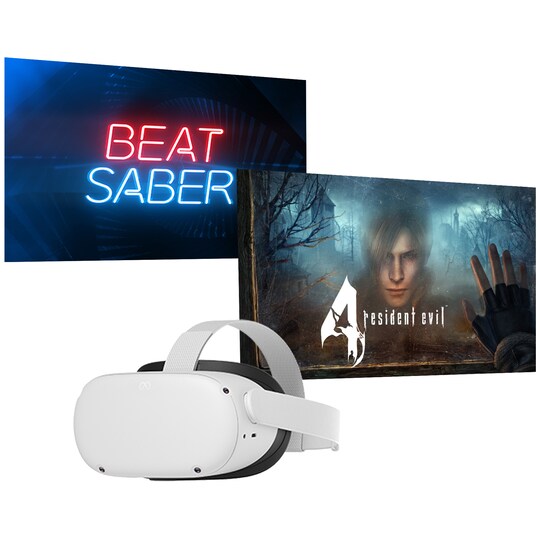 Meta Quest 2 VR bærbart headset (128 GB) Beatsaber + Resident Evil 4