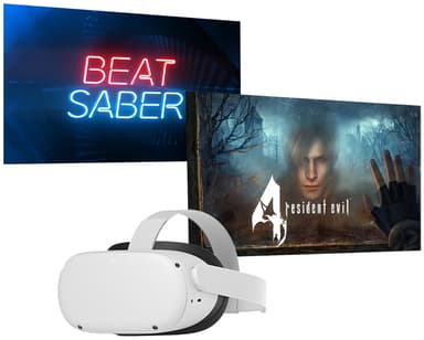 Meta Quest 2 VR bærbart headset (128 GB) Beatsaber + Resident Evil 4