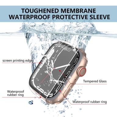 Vandtæt kuffert bygget i hærdet glas Gennemsigtig Apple Watch 7 45 mm / 8 45 mm