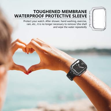 Vandtæt kuffert bygget i hærdet glas Gennemsigtig Apple Watch 7 45 mm / 8 45 mm