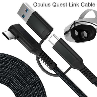 INF Link kabel 2-i-1 USB 3.1 og 2 USB-C til Oculus Quest 2 Black 5 meter