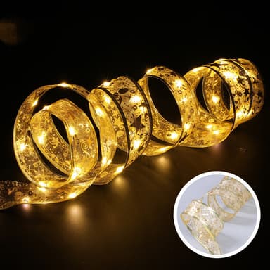 Julebånd Lys Varm Hvid Guld 5 m