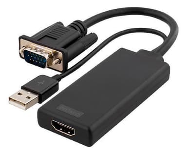 DELTACO VGA to HDMI audio via USB, 1080p, black | Elgiganten