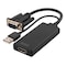 DELTACO VGA to HDMI adapter, audio via USB, 1080p, black