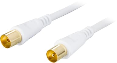 DELTACO antennekabel, 75 Ohm, ferritkerner, forgyldt, 1 m, hvid