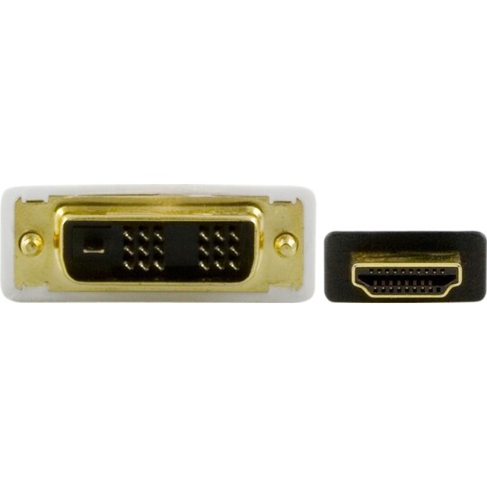DELTACO HDMI til DVI kabel, 19-pin-DVI- D Single Link, 1m, sort/hvid