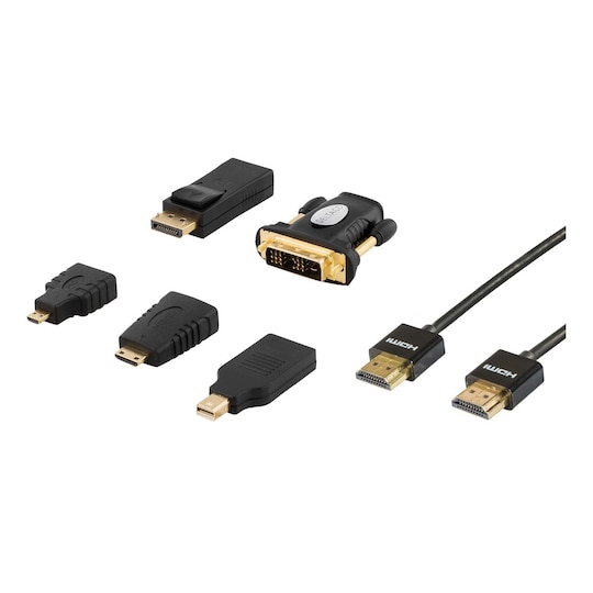 DELTACO HDMI/DisplayPort/DVI adapter cable 2m, black Elgiganten