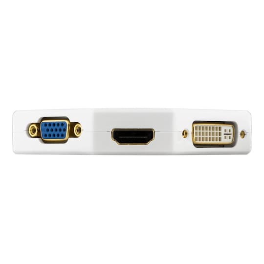 DELTACO DisplayPort to DVI/HDMI/VGA adapter, UHD at 60Hz, 0,2m, white