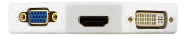 DELTACO DisplayPort to DVI/HDMI/VGA adapter, UHD at 60Hz, 0,2m, white